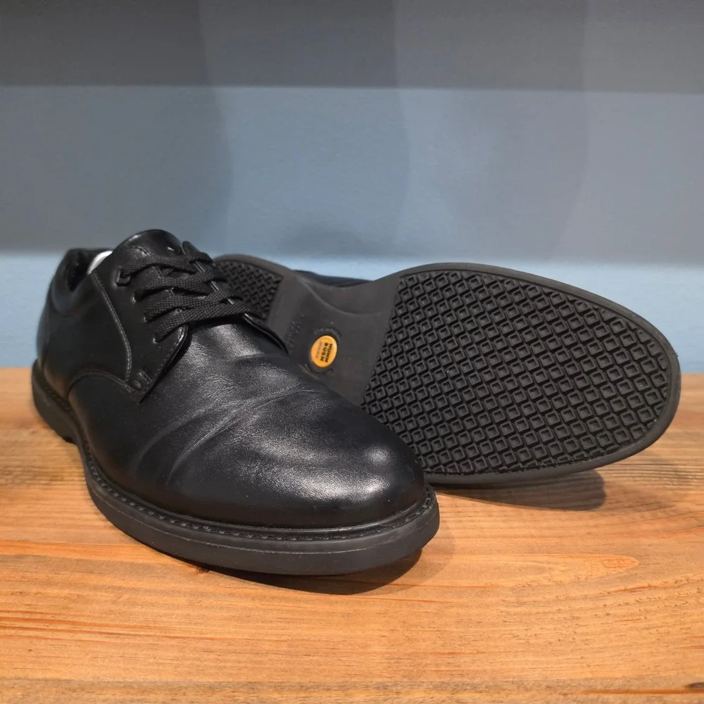 Nunn Bush Mens Wade Work Oxford Black Leather Slip‎ Resistant Shoes Size 11